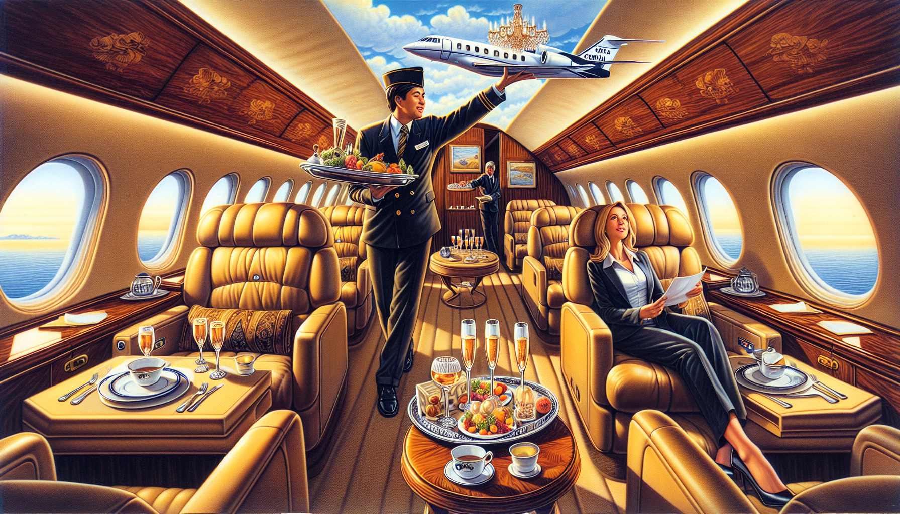 Luxury amenities on a private jet