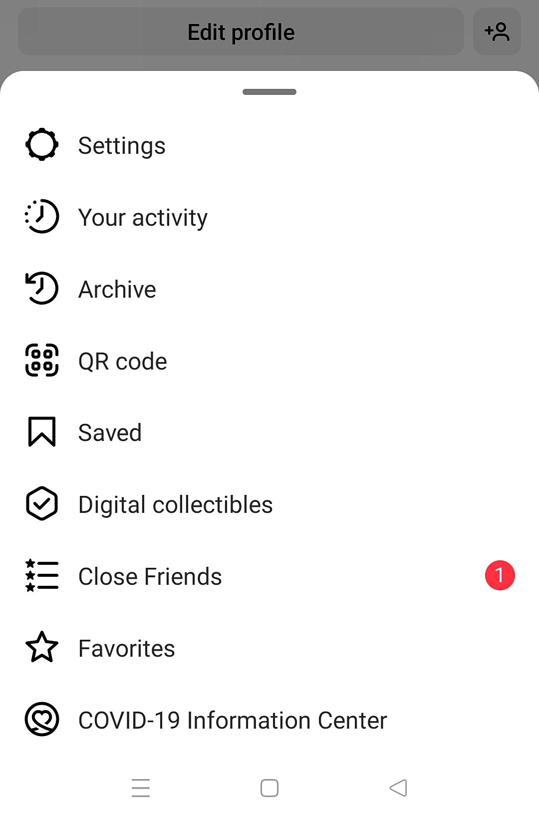 Settings button at the top