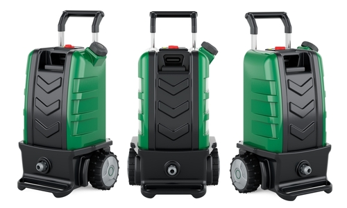 A portable pressure washer with a water tank, perfect for tight spaces