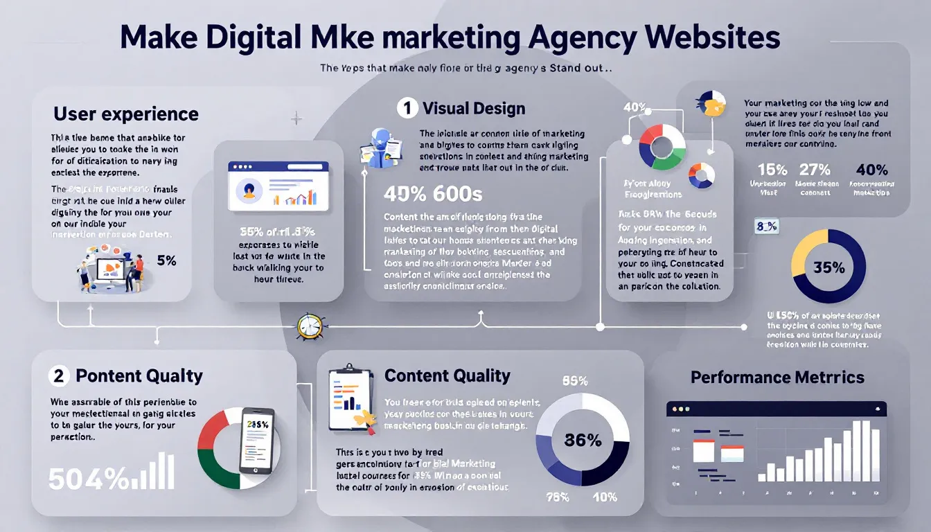 The image showcases a visually appealing website design for a leading digital marketing agency, featuring elements like social media marketing strategies, a clear value proposition, and a focus on driving organic traffic for ambitious brands. The layout emphasizes creativity and innovation, designed to attract small businesses looking for expert support in enhancing their online presence.