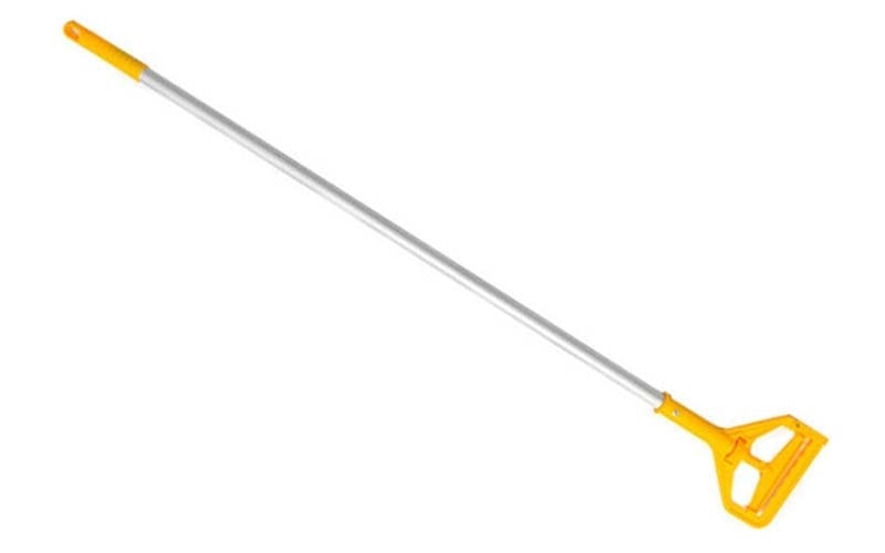 Aluminum mop handle with yellow accent