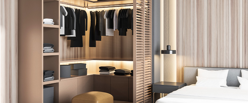 A corner wardrobe makes the most of your room without sacrificing space for clothes. 