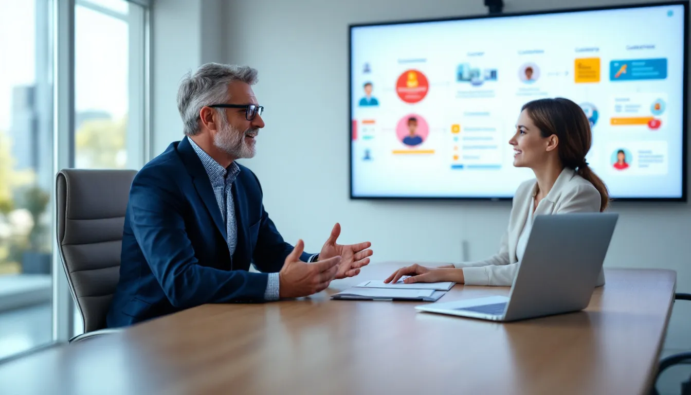 An attorney educating a client about their legal options in a supportive environment.