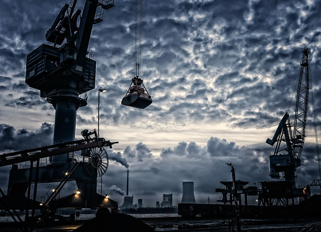 crane, port, shipping industry