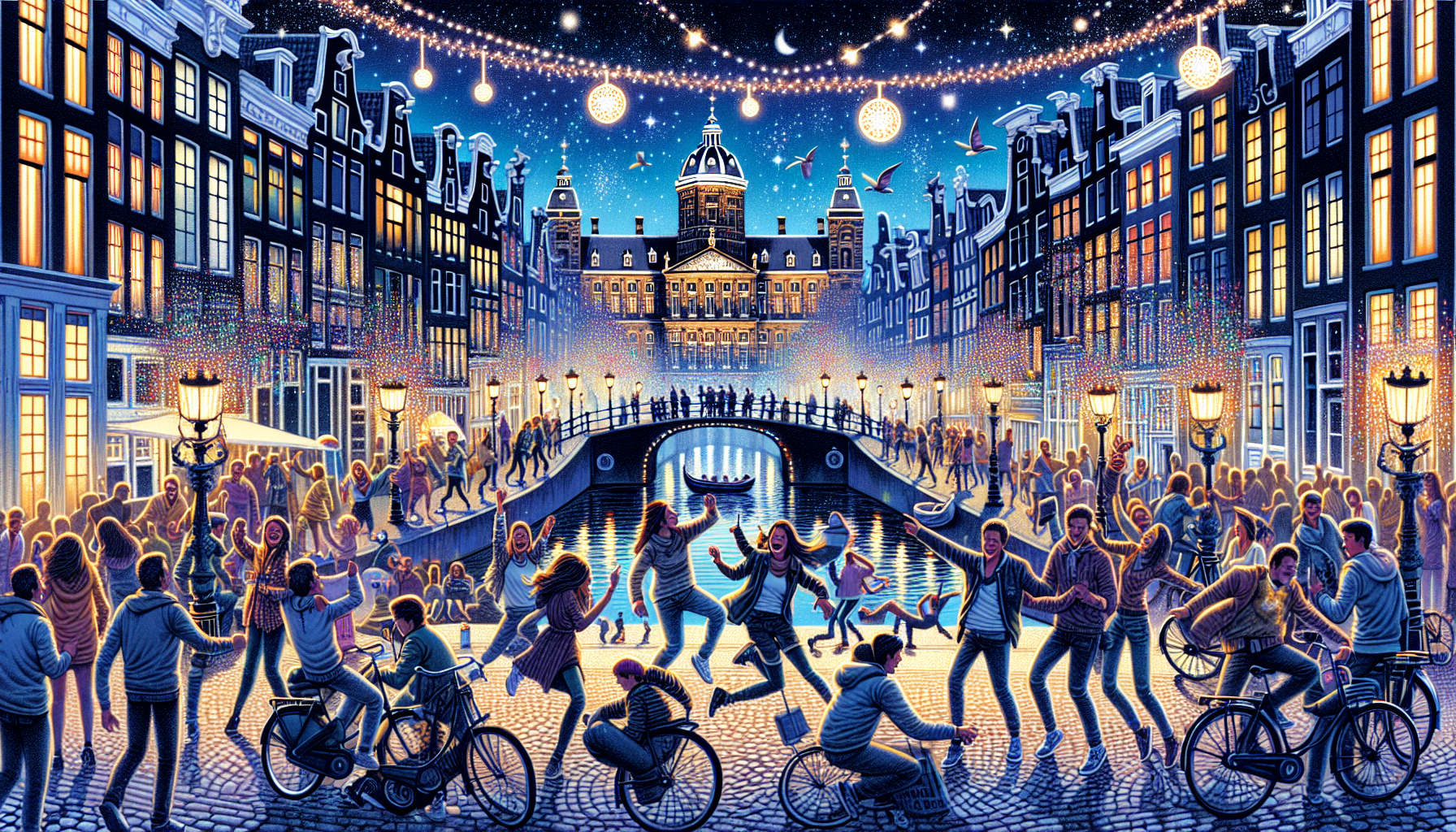 A lively scene in Amsterdam showcasing the vibrant atmosphere suitable for a stag do.