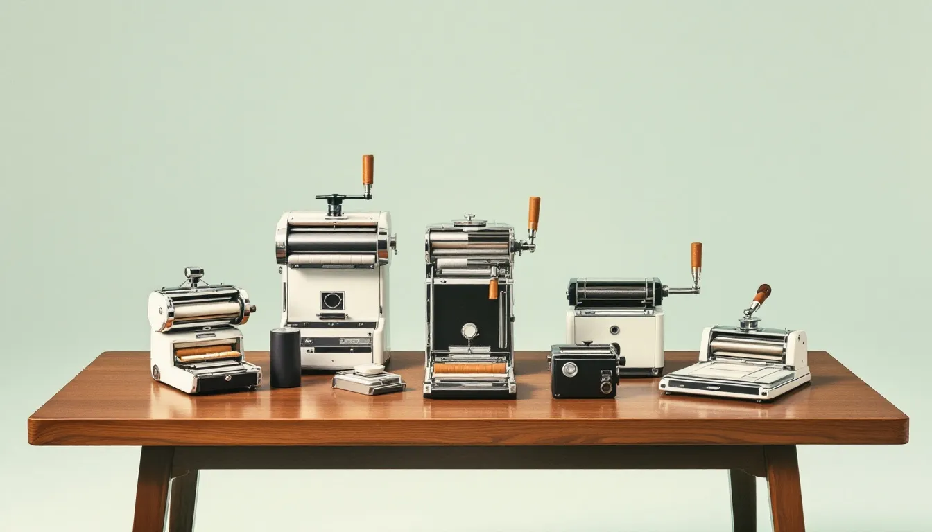 A selection of different cigarette rolling machines available for purchase, illustrating choices for consumers.