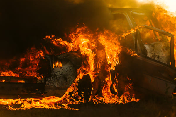 Car engulfed by flames