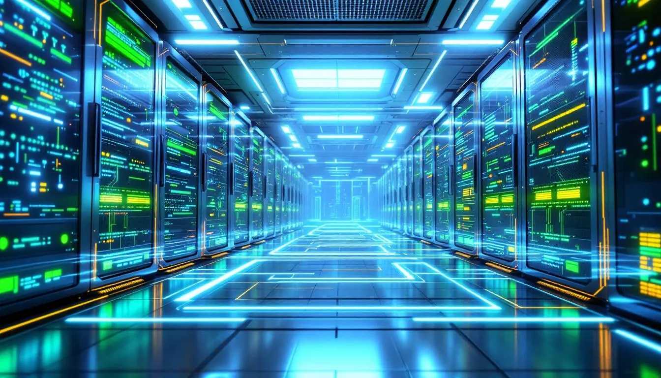 An illustration depicting the environmental impact of data centers.