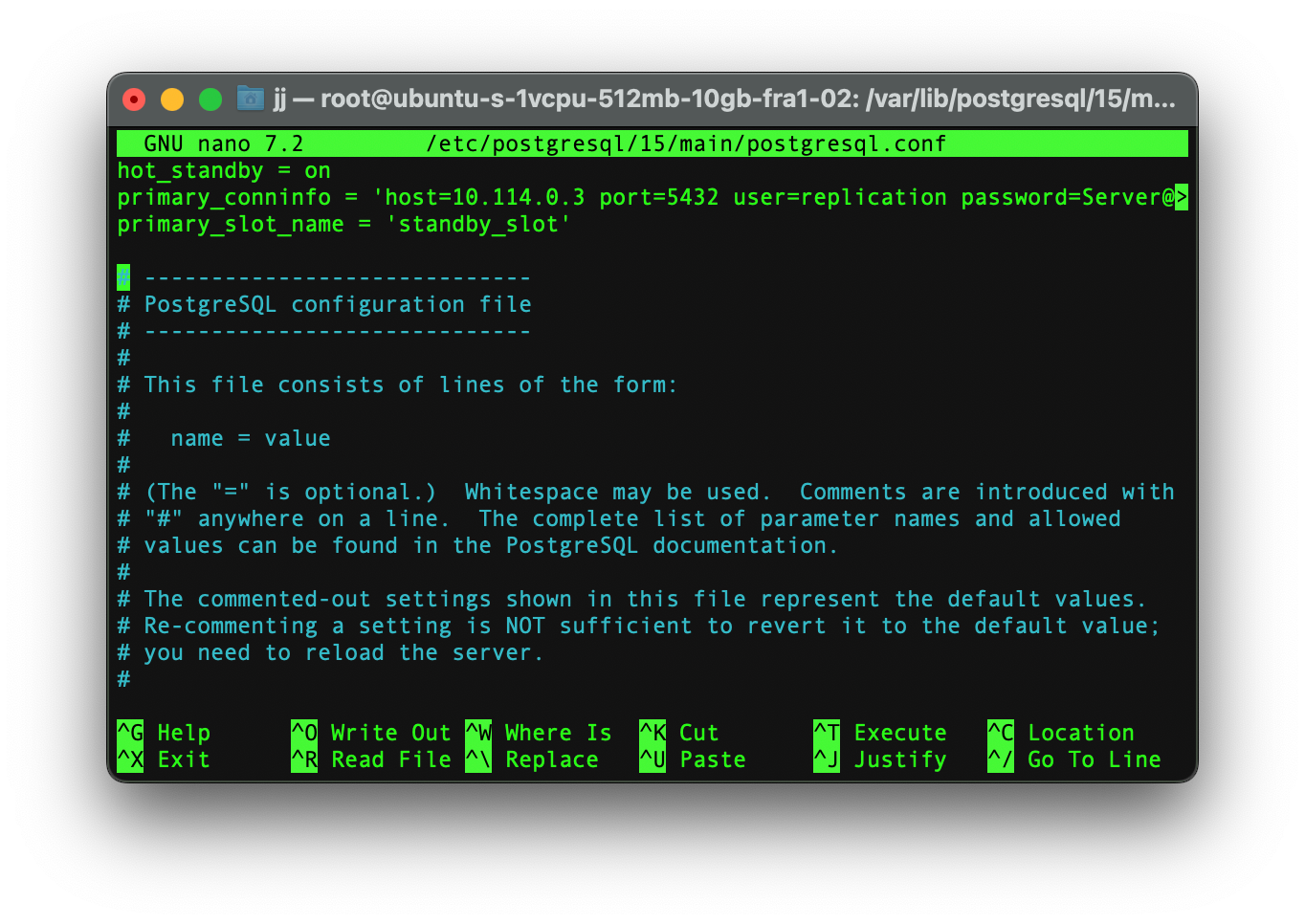 Editing the postgresql.conf file