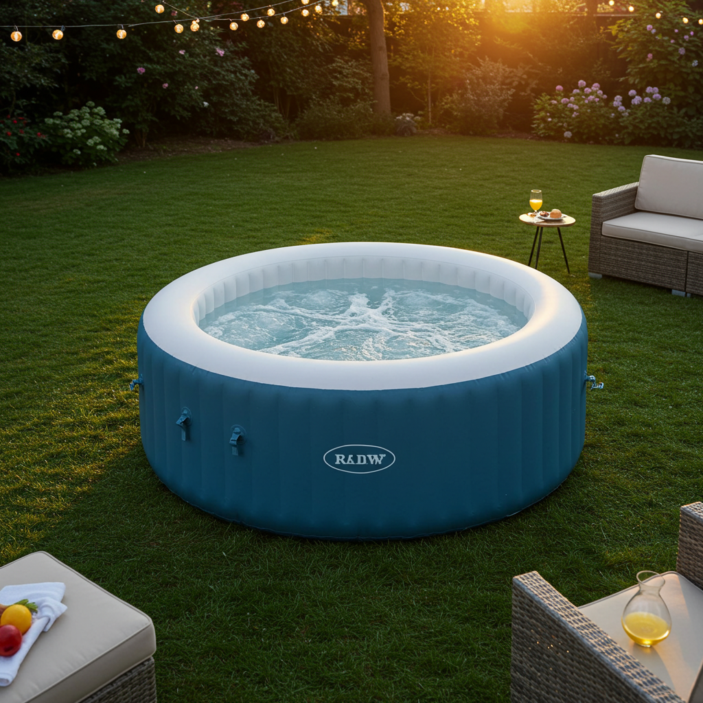 Purchase an inflatable hot tub for your yard, put near your house or deck space, enjoy for hours but be sure to cover when done