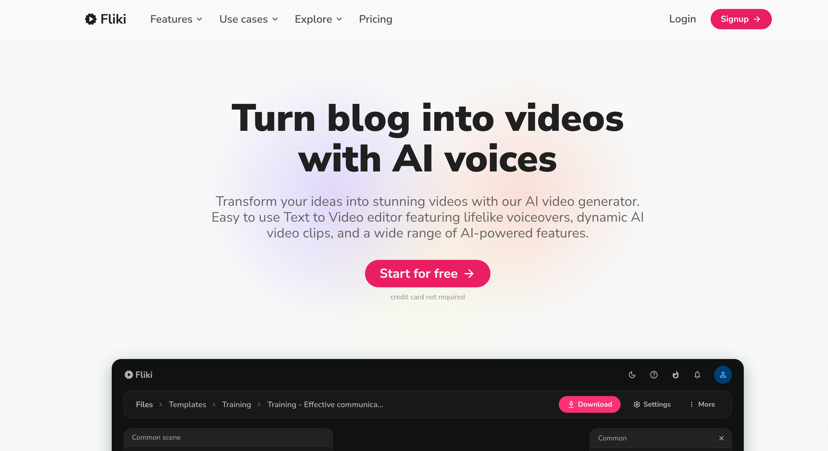 flicki landing page