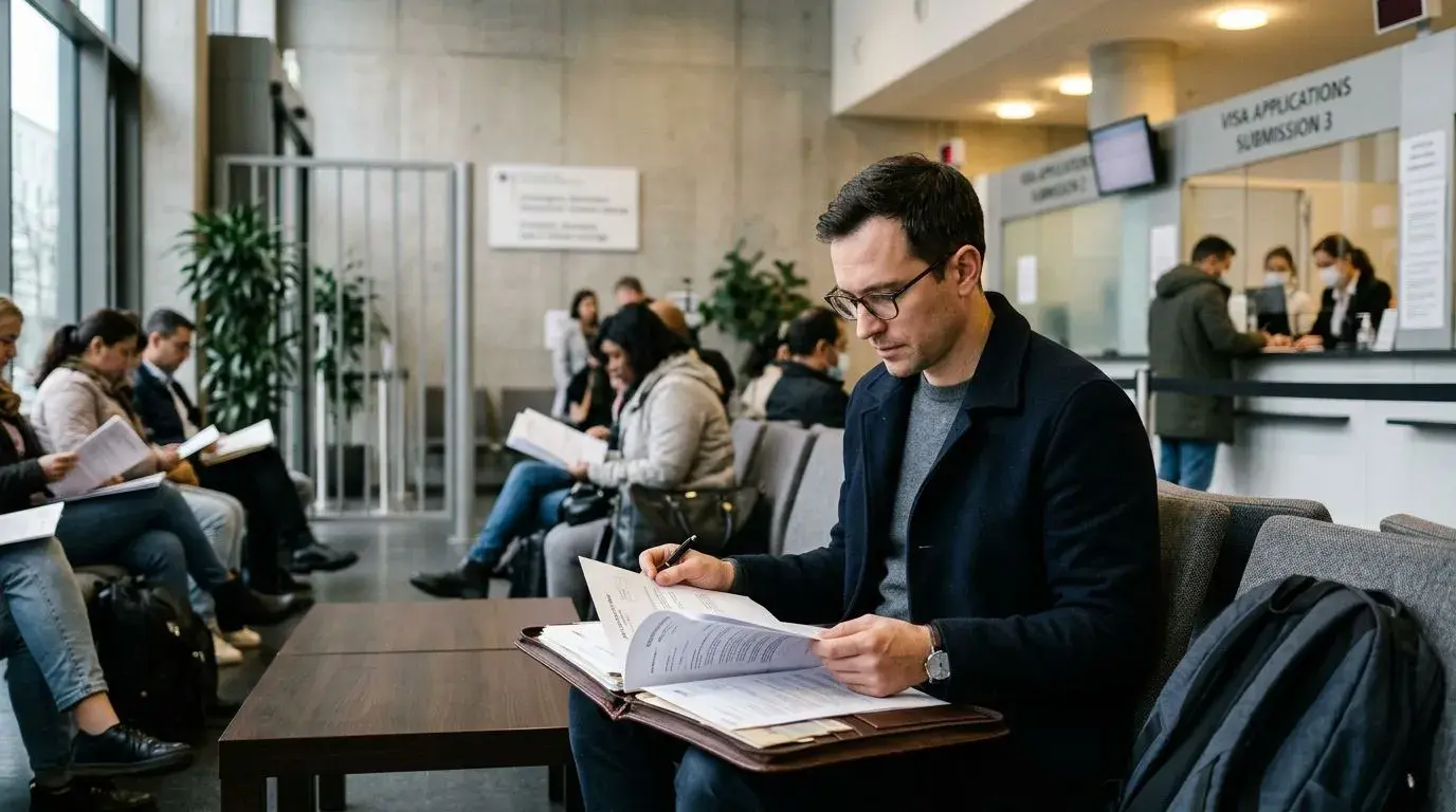 High scrutiny visa applicant reviewing flight reservation strategy