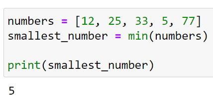 Finding lowest input values using syntax min