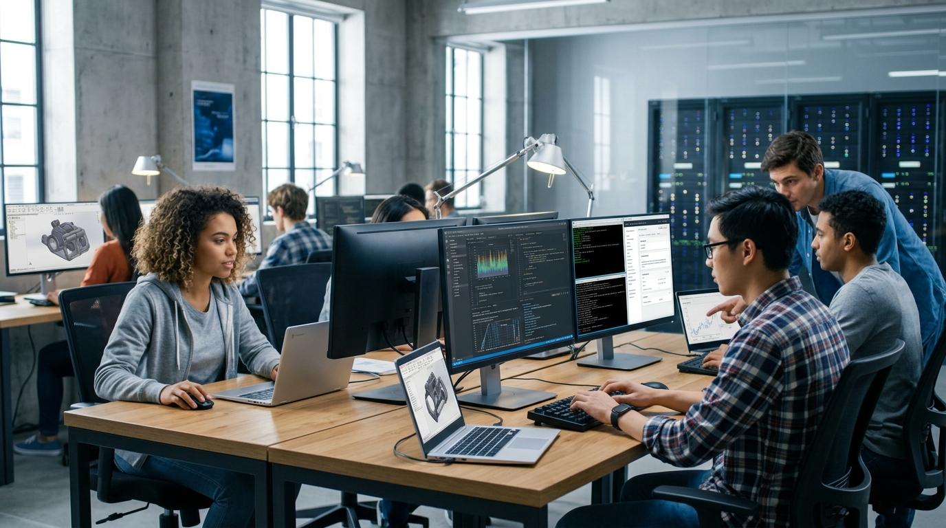 Students using fast and responsive browser-based virtual desktops alongside advanced cloud labs running demanding applications, supported by powerful scalable cloud infrastructure.