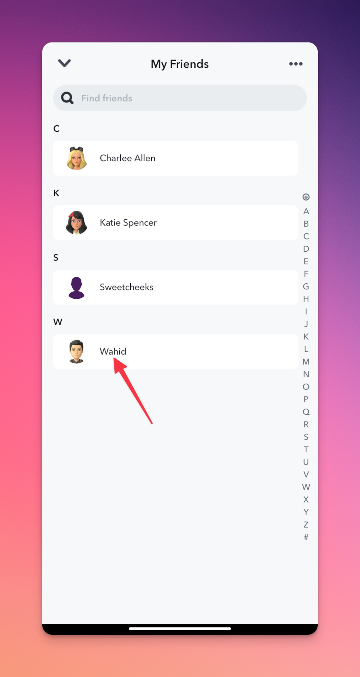 Remote.tools pointing to a friend's profile on Snapchat and long press to block friend (in order to hide your snapchat score from them)