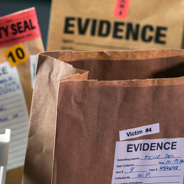 An image of a person collecting documents and evidence related to a truck accident.