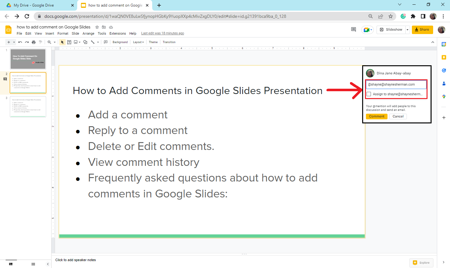 You can also mention someone in pop up comment box by typing @ on the text box.