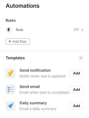 Coda's automation panel