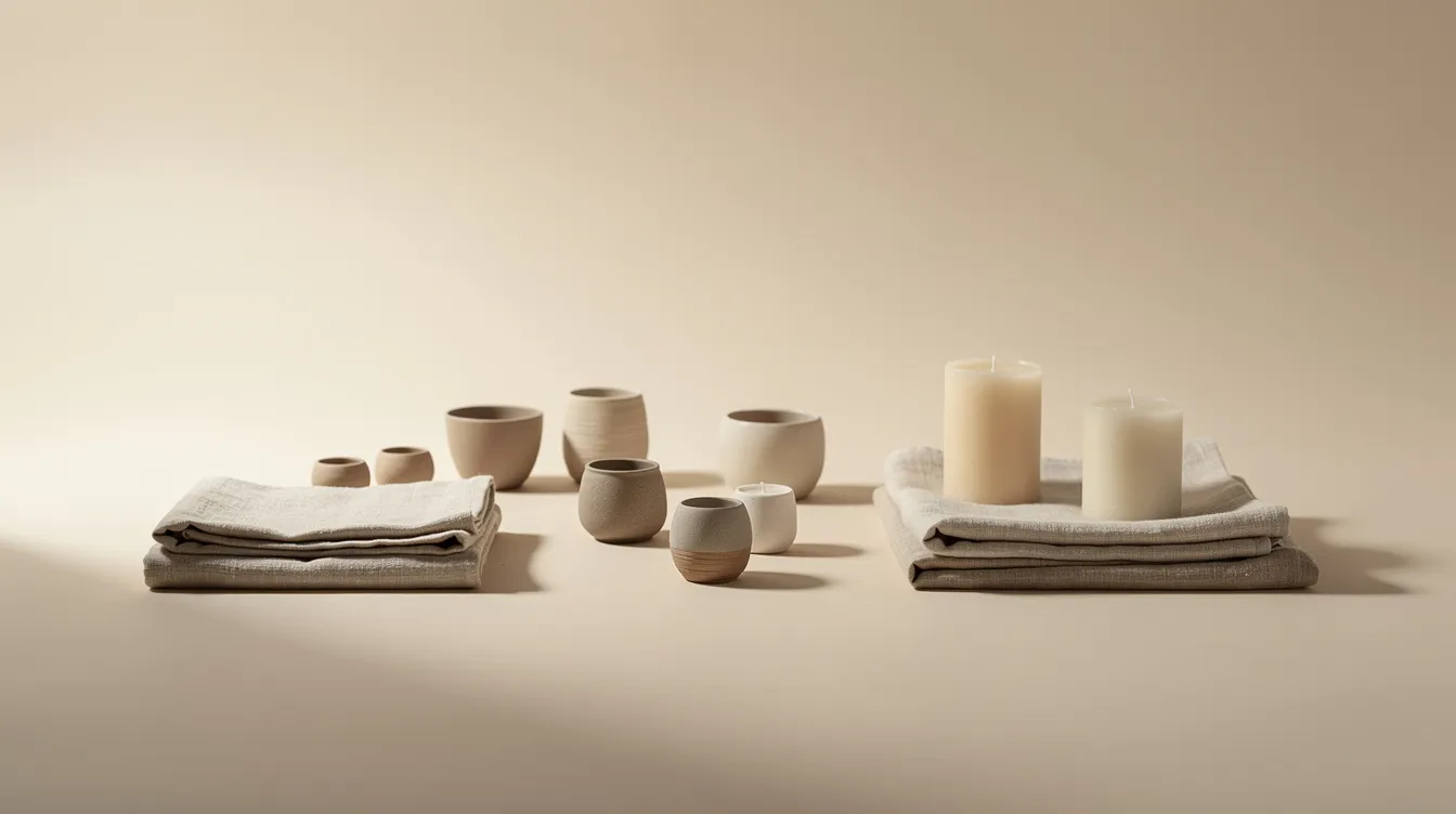 The image features a well-lit product photography setup showcasing an array of handmade goods neatly arranged on a table, ideal for an online store or ecommerce website. This scene highlights the importance of visually appealing product pages to attract potential customers and enhance shopping experiences.
