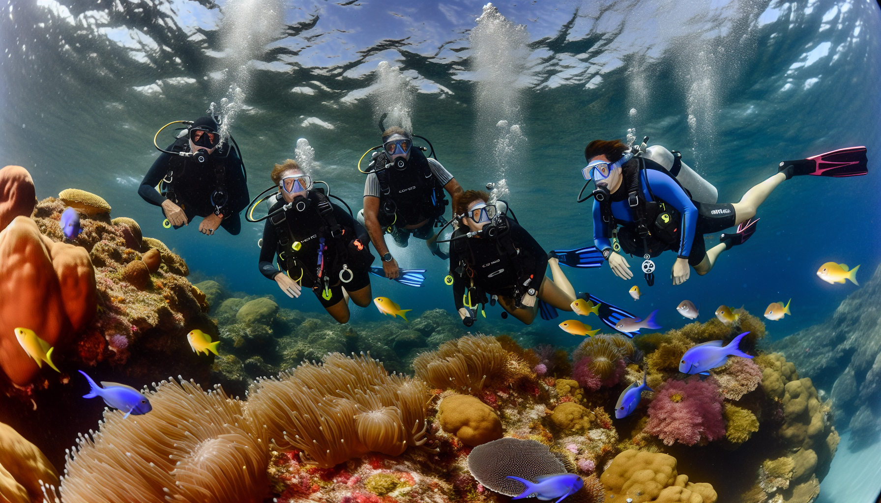 Divers exploring marine life at Catalina Island, Costa Rica