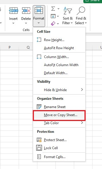 Select Move or Copy sheet.