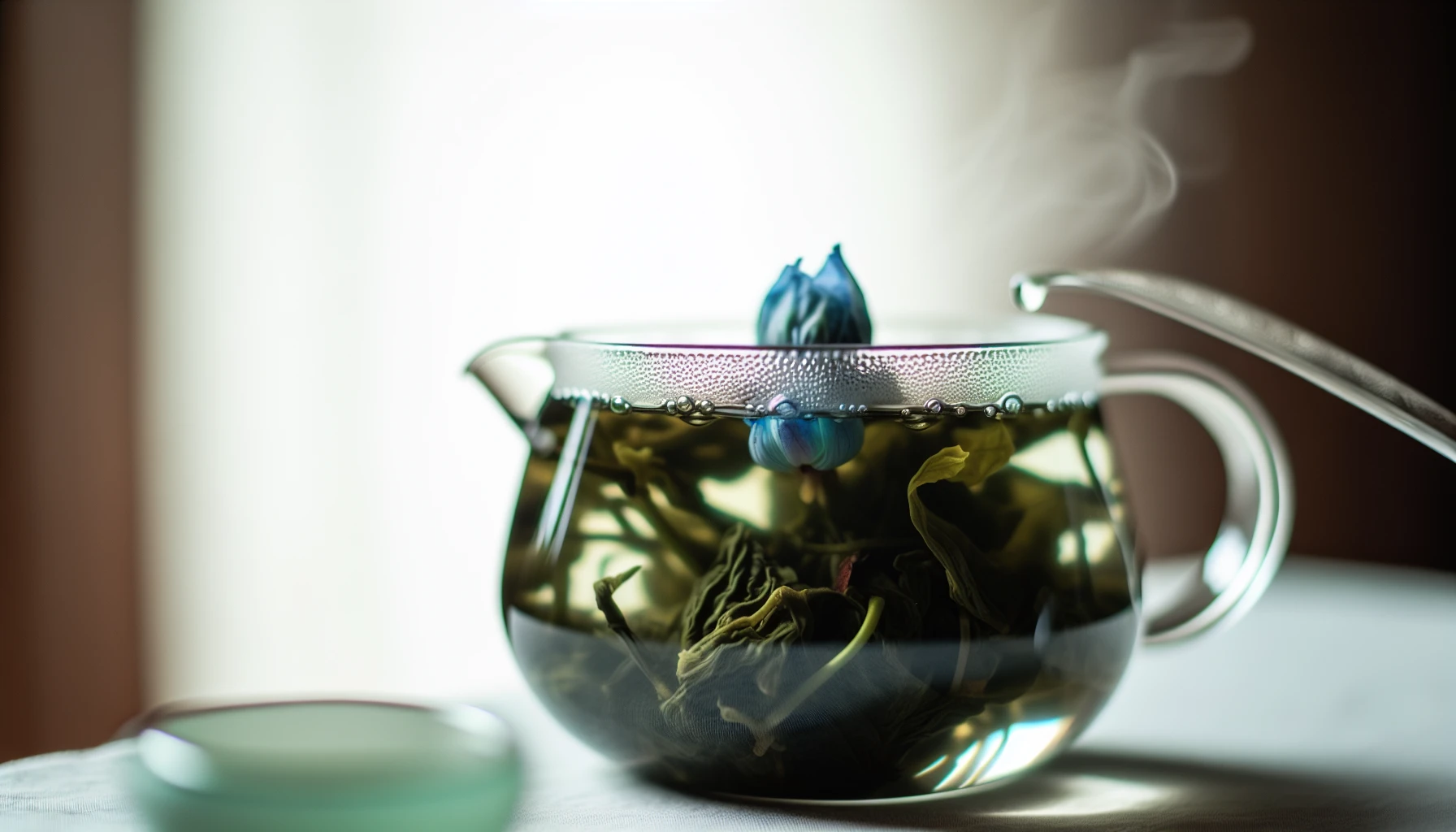 Blue Lotus Tea Leaves and Hot Water