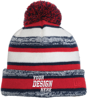 One of New Era's fleece-lined custom embroidered beanies that shows off stripes 