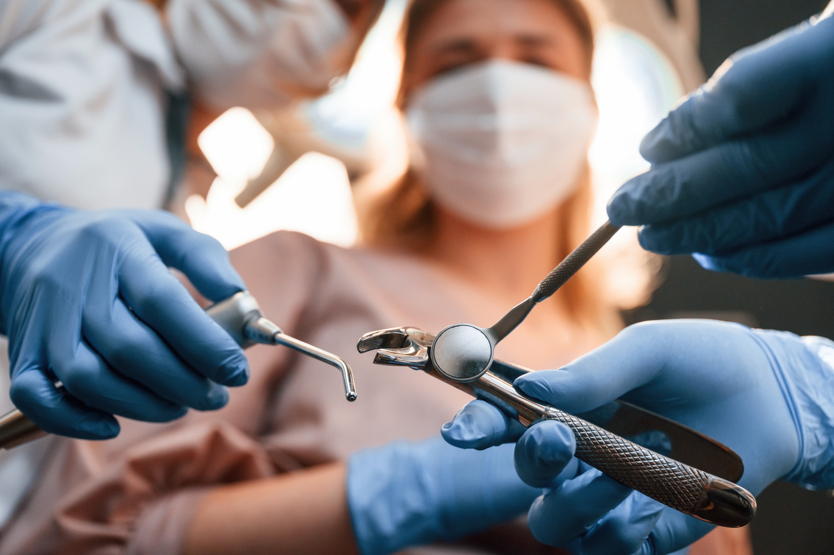 A photo of orthodontics during tooth extractions.