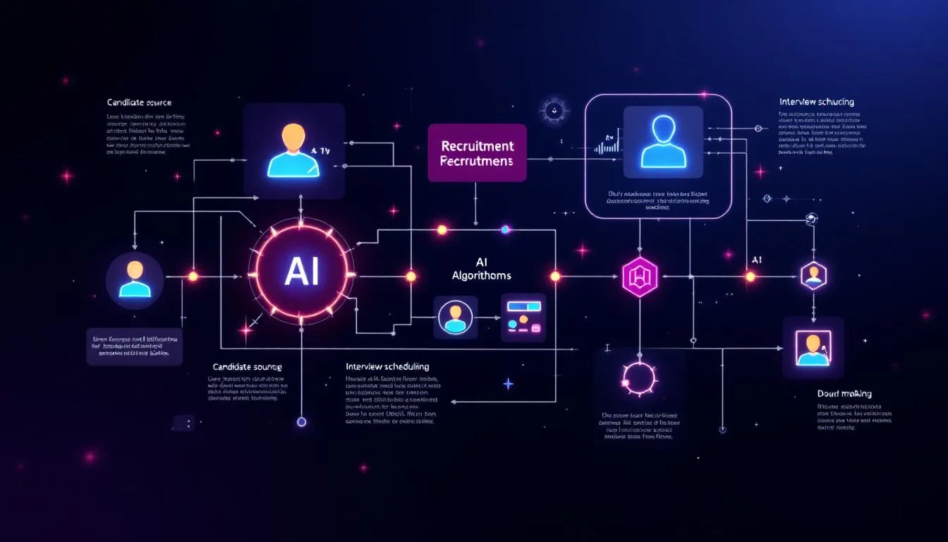 A diagram illustrating the implementation of AI in recruitment strategies.
