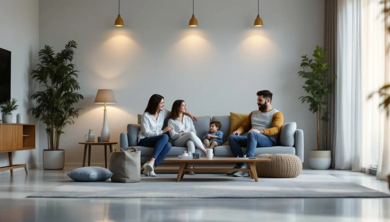 A family enjoying a clean and safe living environment thanks to regular sofa cleaning.