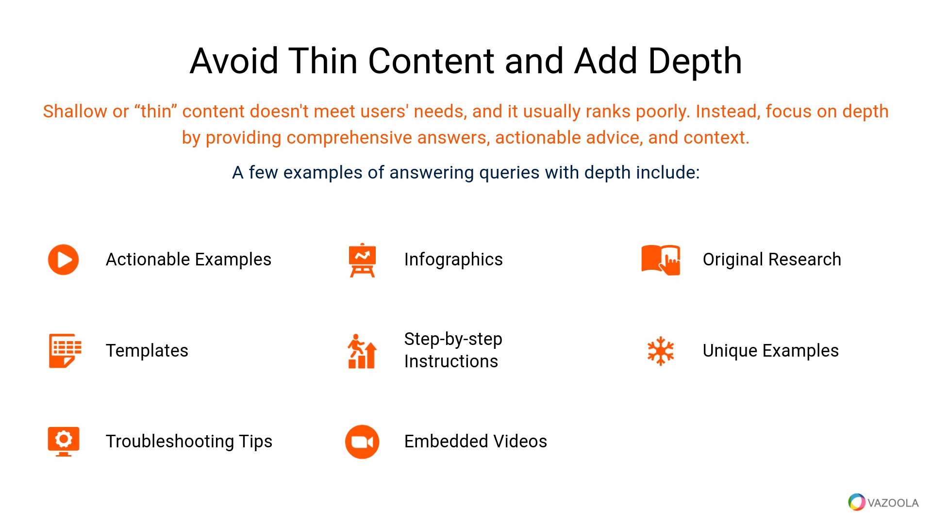 Avoid thin content and add depth