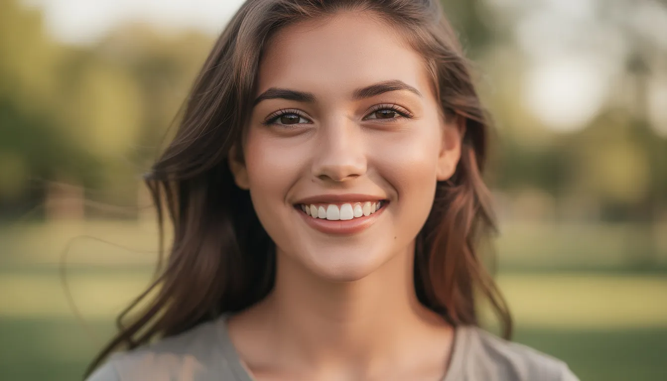 A young adult with a healthy and confident smile stands outdoors, showcasing the benefits of good oral health. This image reflects the importance of maintaining optimal dental health and the positive outcomes that can result from procedures like wisdom teeth removal or dental implants.