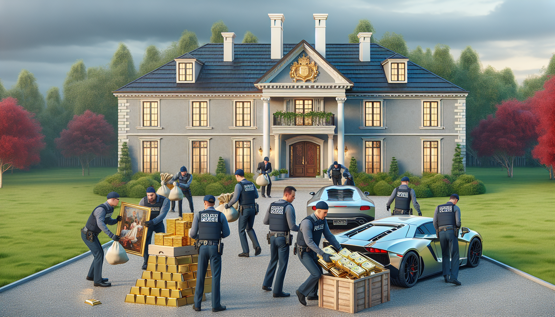 Illustration of law enforcement seizing assets