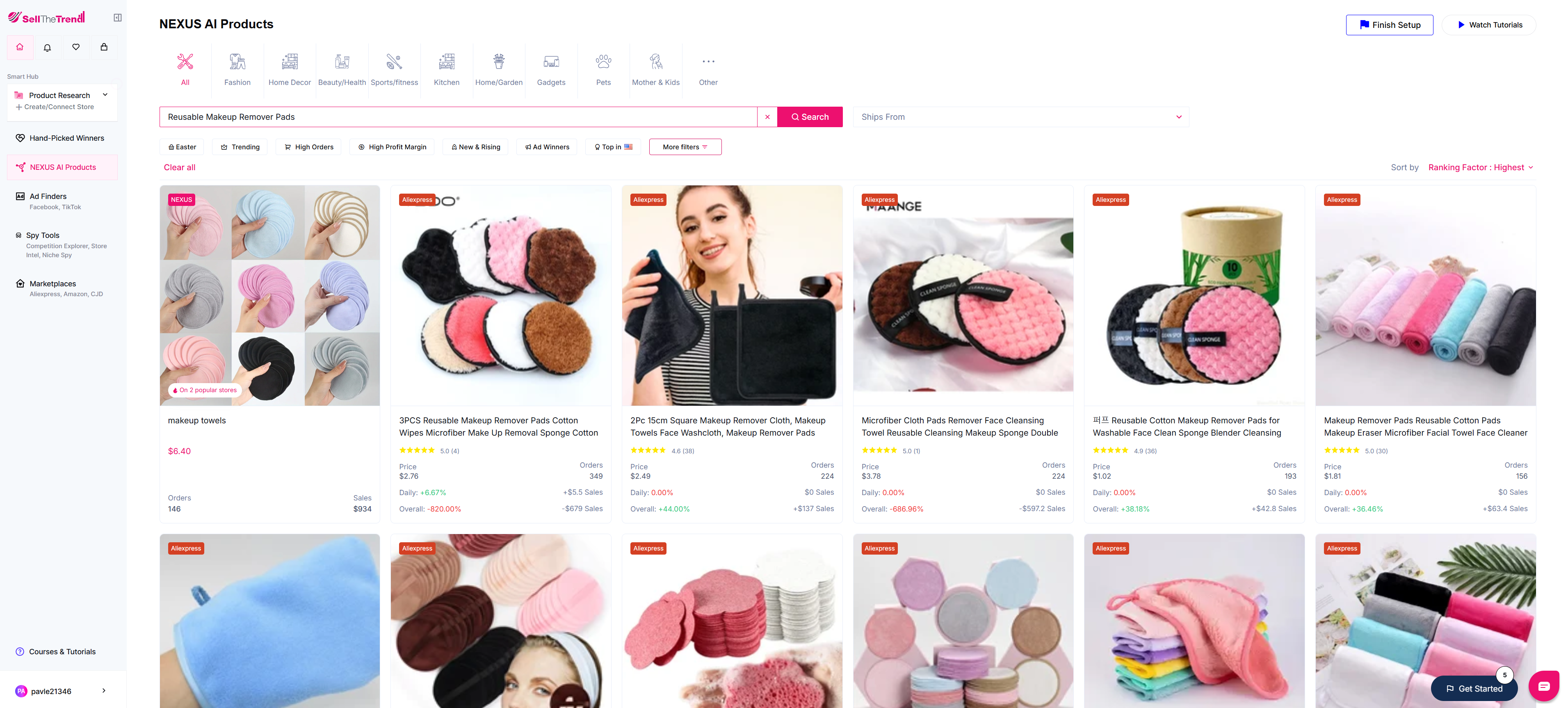 using sell the trend to find reusable makeup remover pads