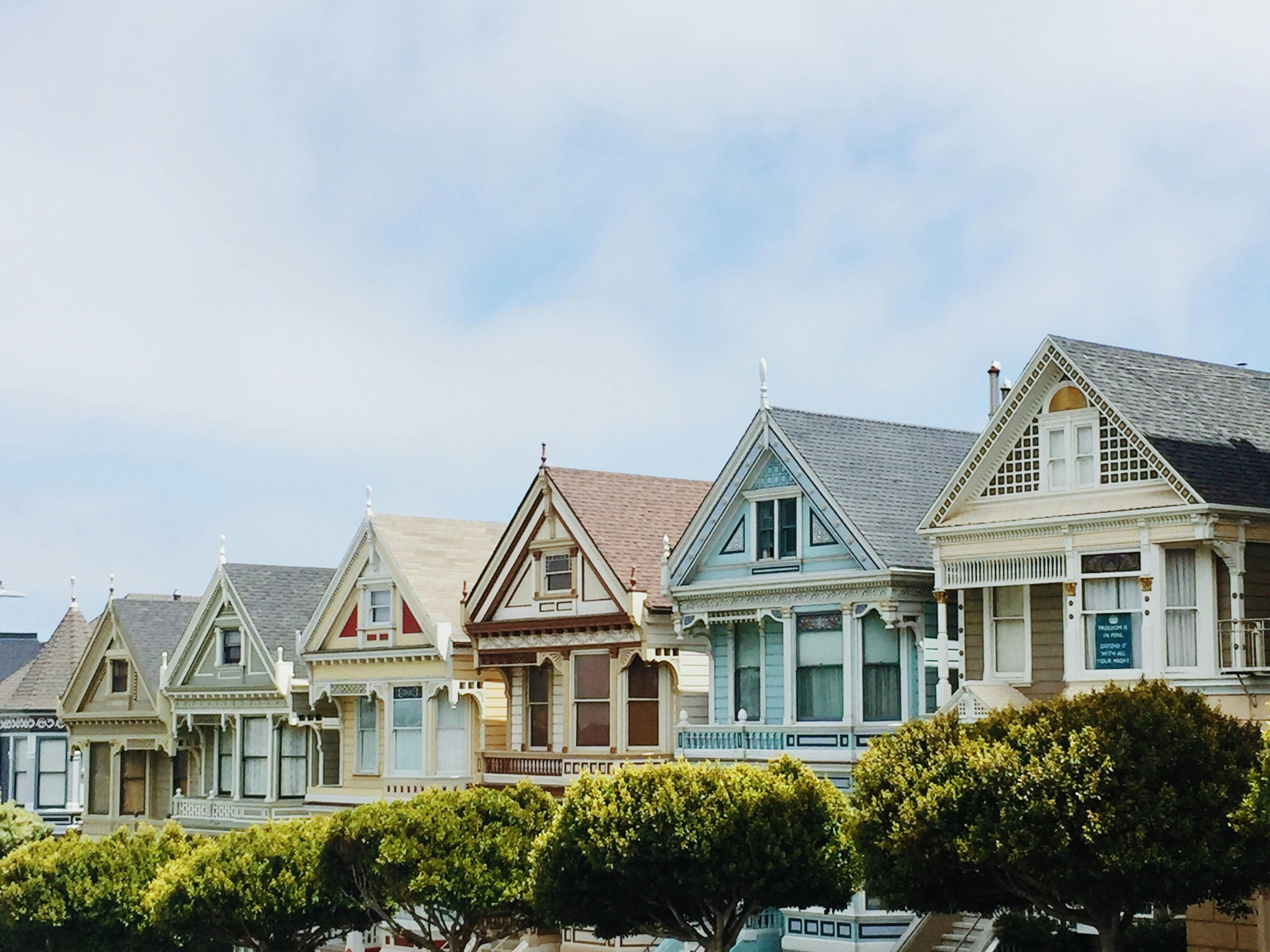 Row of victorian style houses.