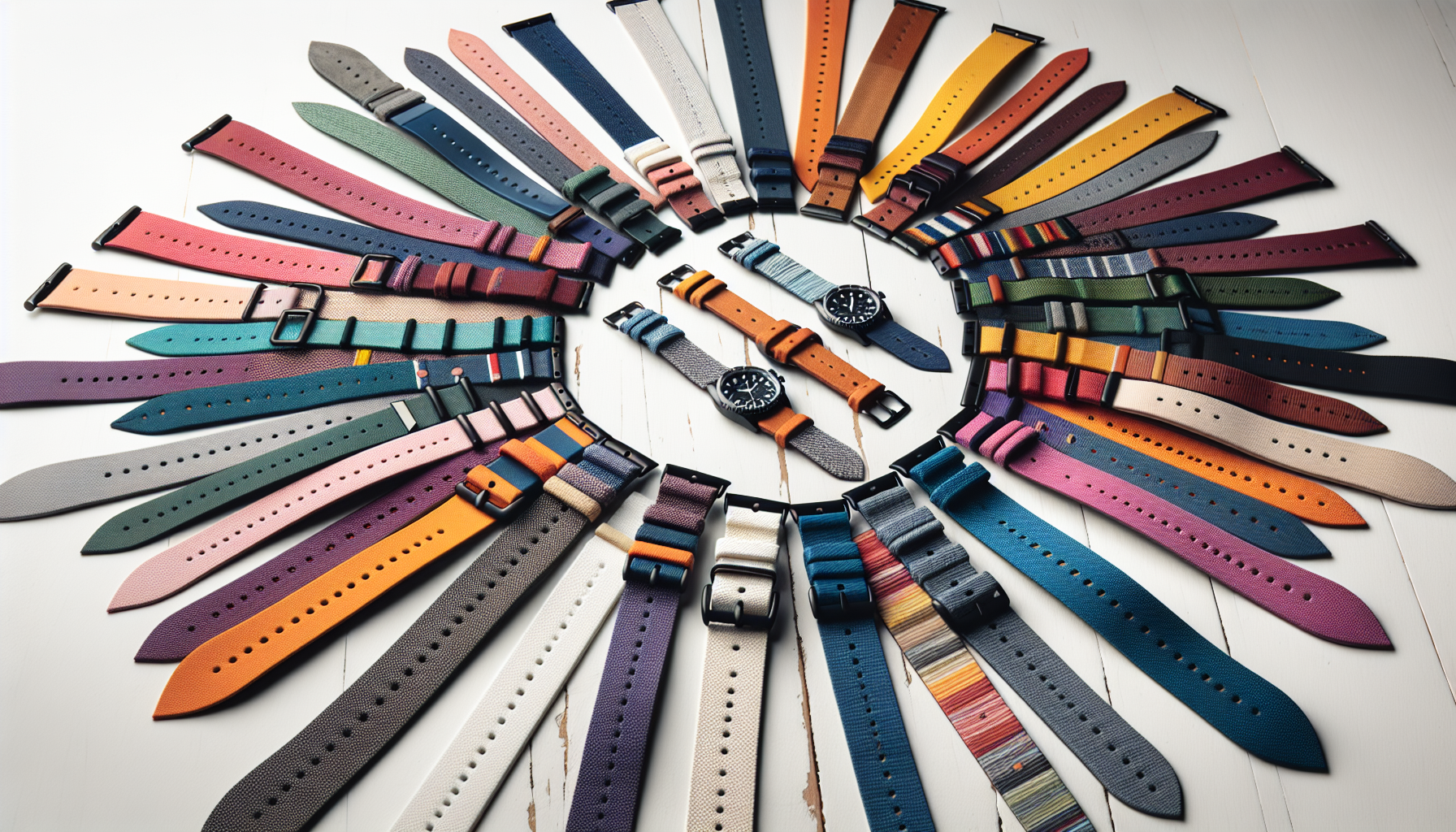 Various canvas watch straps in different colors and styles