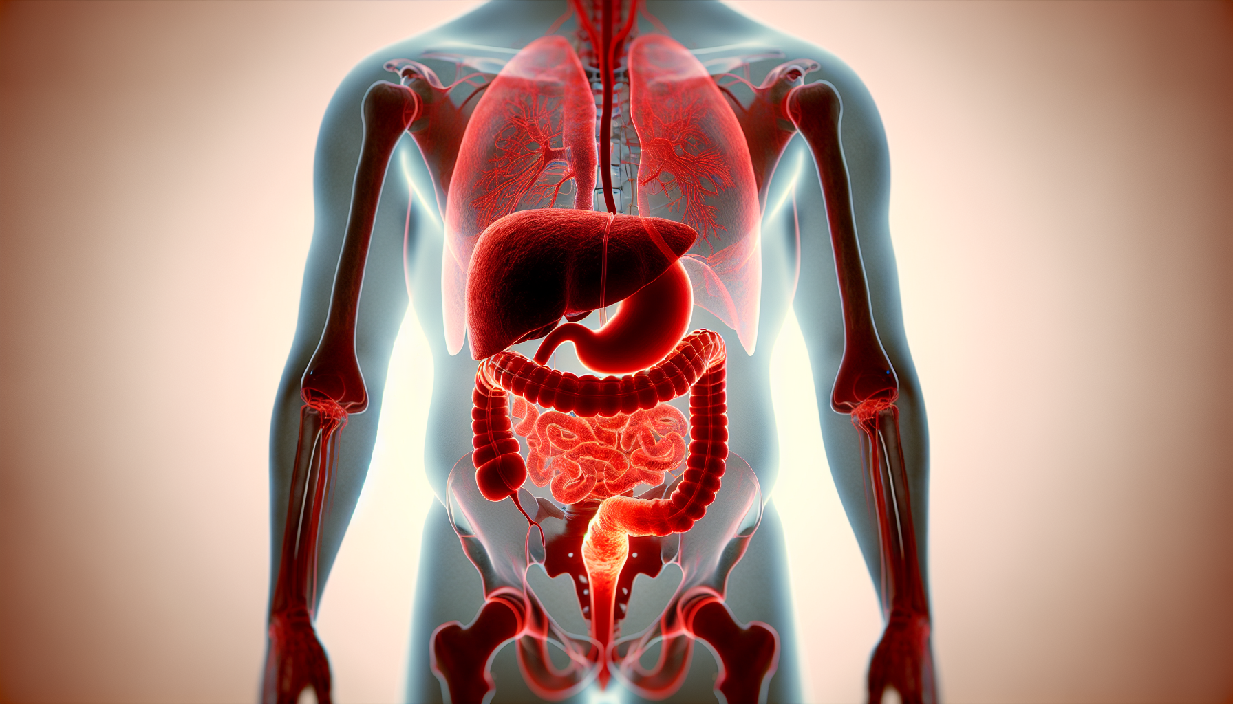 Illustration of a human digestive system