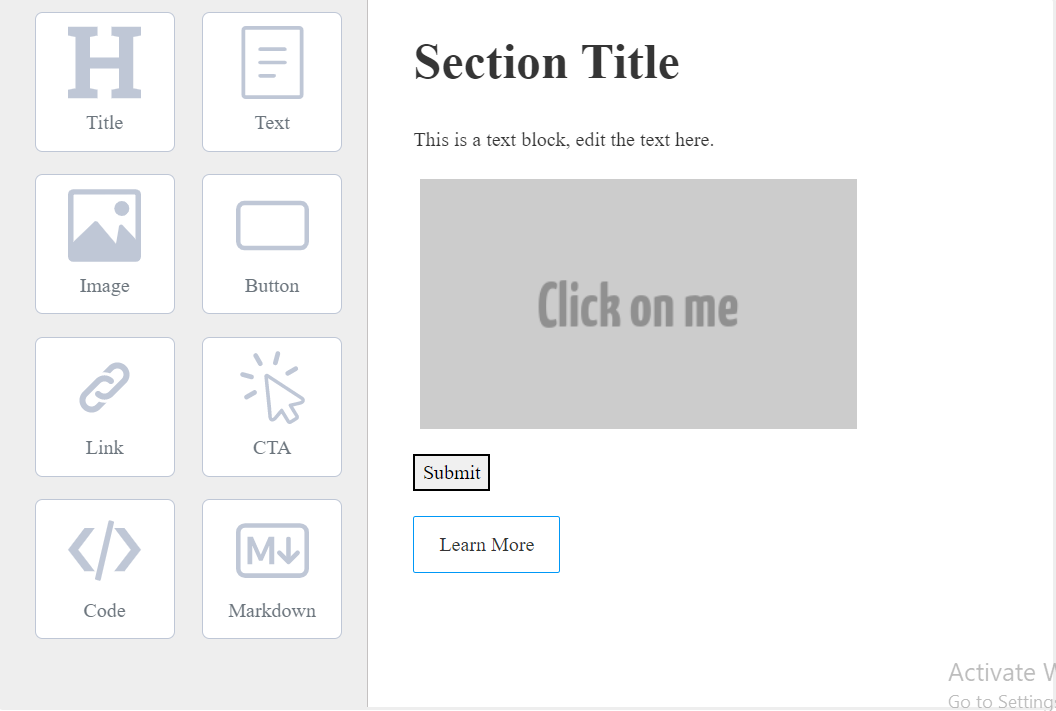 A page builder built using the Froala WYSIWYG editor