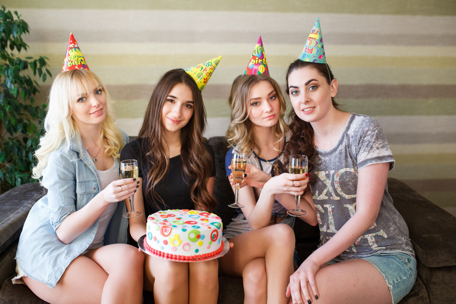 Teenagers celebrating a birthday
