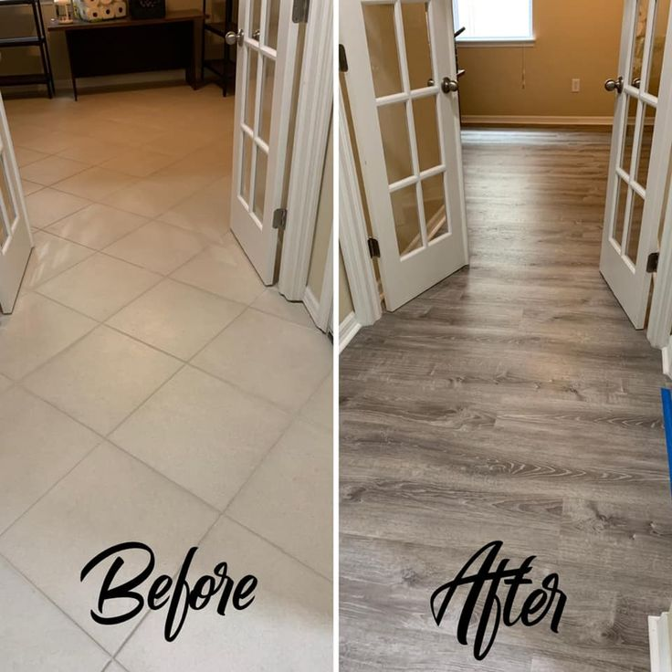 Before and after vinyl plank flooring