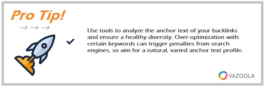 Use tools to analyze the anchor text of your backlinks and ensure a healthy diversity. Over-optimization with certain keywords can trigger penalties from search engines, so aim for a natural, varied anchor text profile.