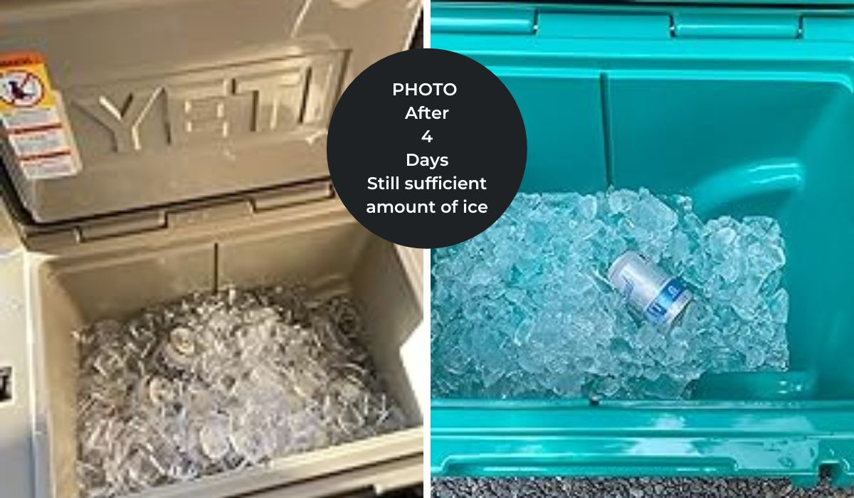 A YETI cooler keeping drinks cold in a hot summer day