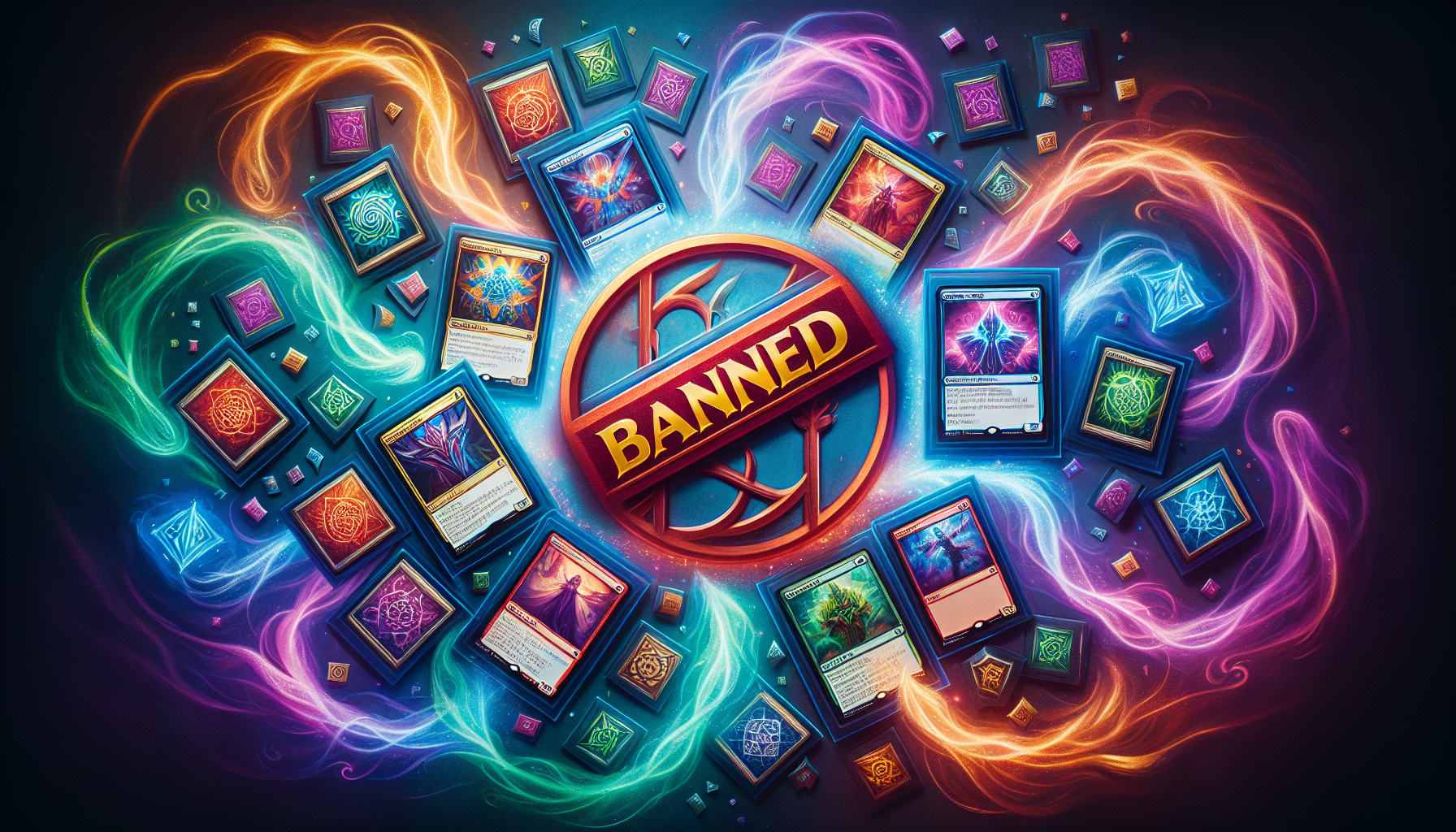 An illustration representing the concept of the Commander Ban List in Magic: The Gathering.