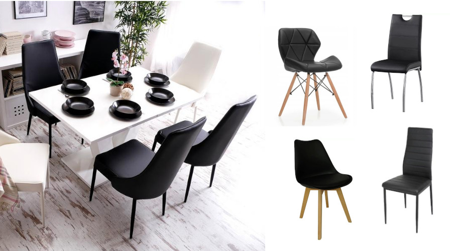 Czarne krzesła do jadalni - ciekawe zestawienie krzeseł