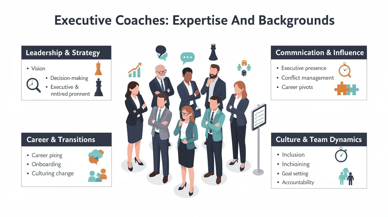 The image depicts a group of successful executive coaches engaged in a lively discussion during a coaching session, highlighting their extensive experience and deep understanding of leadership development. The scene emphasizes the importance of leadership skills and emotional intelligence in driving business success and fostering personal and professional growth among senior leaders.
