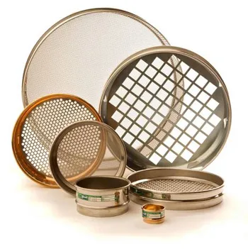 Various types of sieves including test sieves and stainless steel mesh sieves