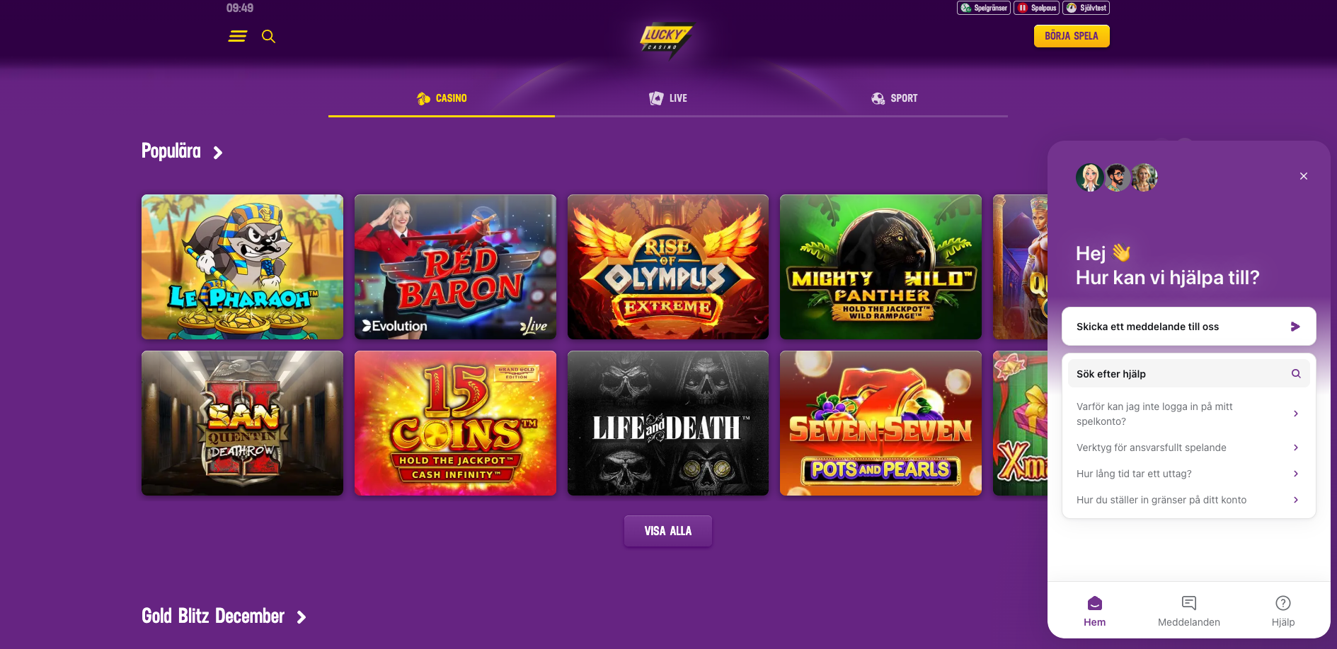 lucky casino support