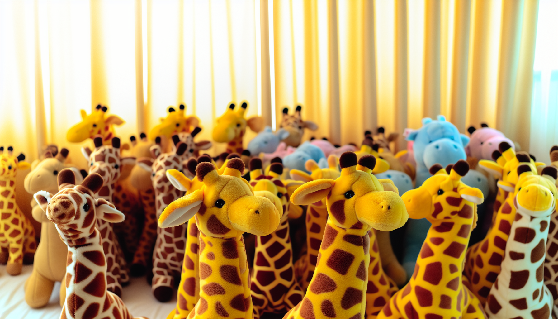 Assortment of cute plush toy giraffes