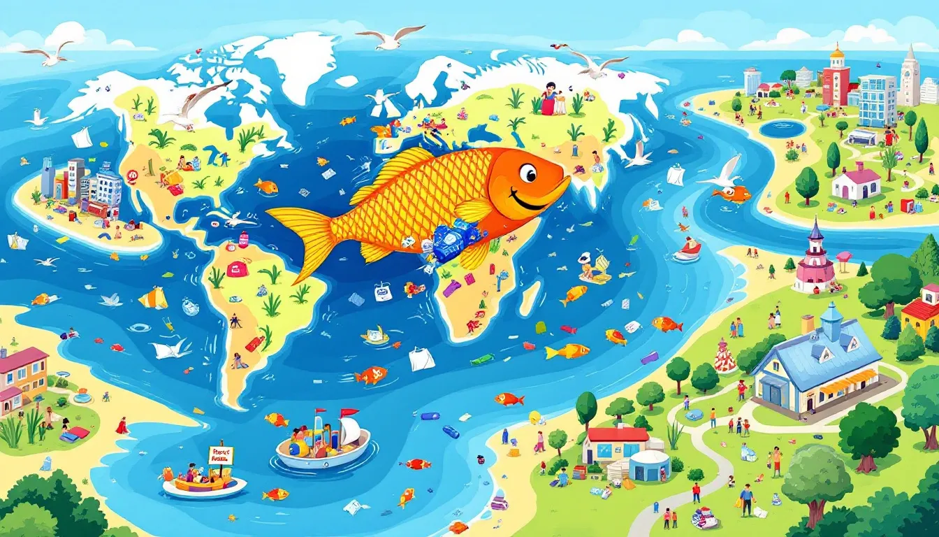 Geographic hotspots for litter, including shoreline areas and rivers.