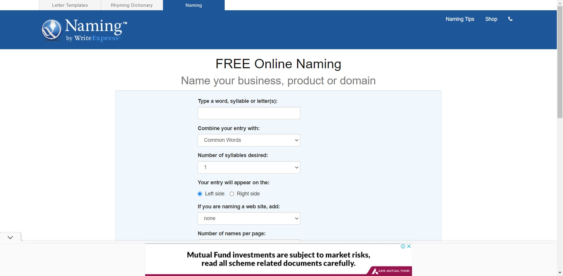 Naming.net Business Name Generator